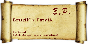 Botyán Patrik névjegykártya